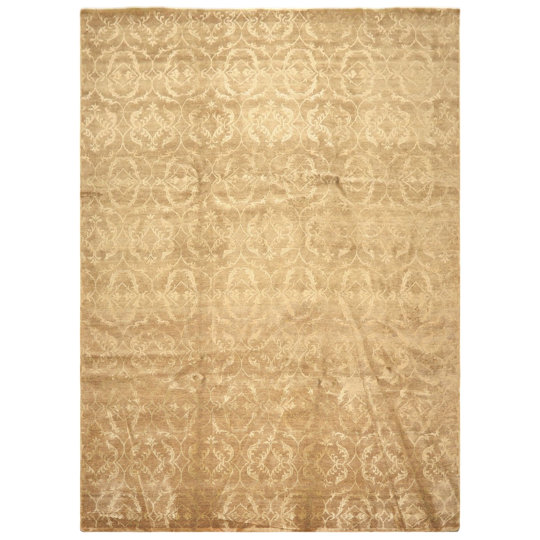 9x12 Moss, Beige, Color Hand Knotted Tibetan Wool & Bamboo Silk Transitional Oriental Rug