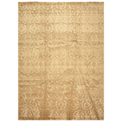 9x12 Moss, Beige, Color Hand Knotted Tibetan Wool & Bamboo Silk Transitional Oriental Rug