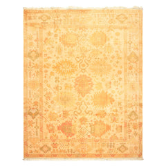 8x10 Ivory, Tan, Lime Color Hand Knotted Tibetan New Zealand Wool Traditional Oriental Rug