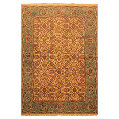 6x9 Gold, Turquoise, Rust Color Hand Knotted Oushak Wool Traditional Oriental Rug