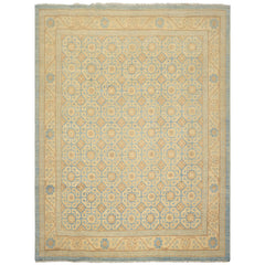 8x11 Beige, Aqua, Bown Color Hand Knotted Chobi Peshawar Wool Transitional Oriental Rug