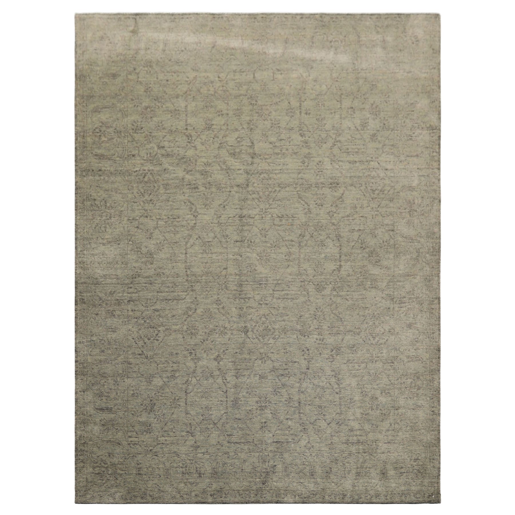 8x10 Celadon, Gray, Color Hand Loomed Tibetan Wool Transitional Oriental Rug