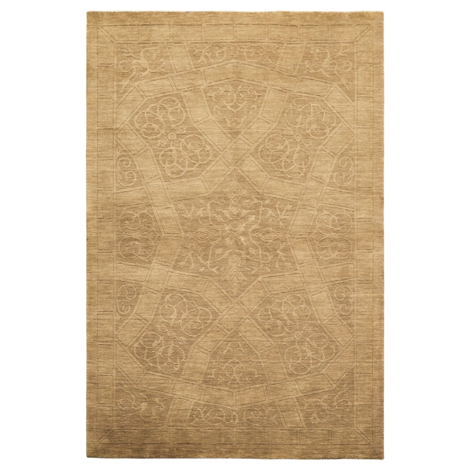 5x8 Olive, Green, Color Hand Loomed Tibetan Wool Modern & Contemporary Oriental Rug