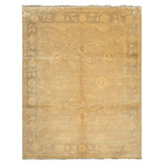 8x10 Beige, Taupe, Celadon Color Hand Knotted Oushak New Zealand Wool Transitional Oriental Rug