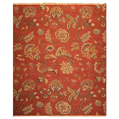8x10 Rust, Gold, Charcoal Color Hand Knotted Soumak Wool Transitional Oriental Rug