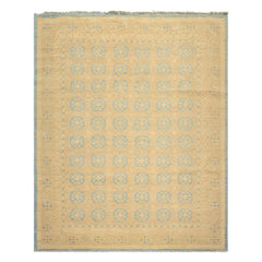 8x10 Beige, Tan, Aqua Color Hand Knotted Oushak Wool Transitional Oriental Rug