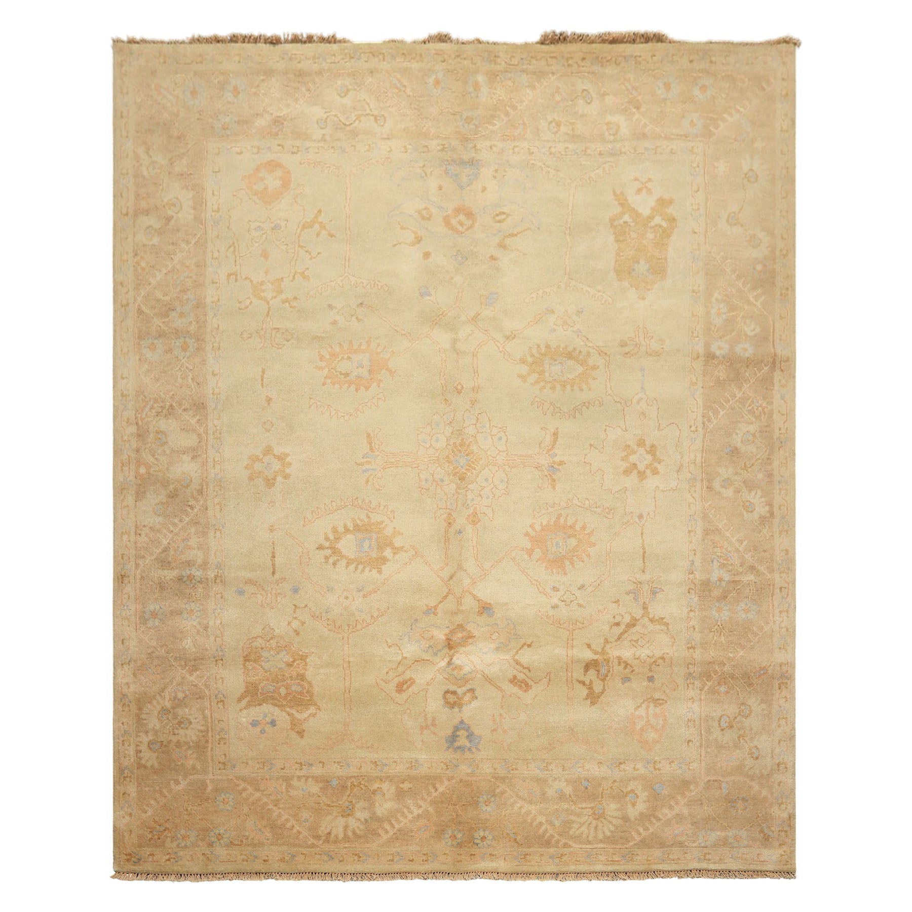8x10 Beige, Taupe, Blush Color Hand Knotted Washed out New Zealand Wool Transitional Oriental Rug