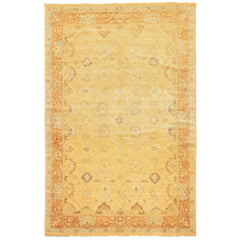 6x9 Warm Beige, Light Gold, Caramel Color Hand Knotted Oushak New Zealand Wool Traditional Oriental Rug