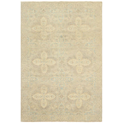 6x9 Beige, Gray, Taupe Color Hand Knotted Oushak Wool Transitional Oriental Rug