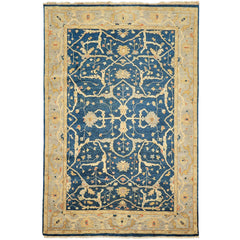 6x9 Navy, Slate, Beige Color Hand Knotted Oushak Wool Traditional Oriental Rug