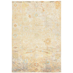 6x9 Beige, Aqua, Taupe Color Hand Knotted Sherpa Viscose Modern & Contemporary Oriental Rug