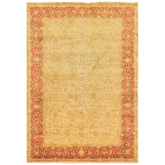 6x9 Beige, Burnt Orange, Mint Color Hand Knotted Agra Wool Traditional Oriental Rug