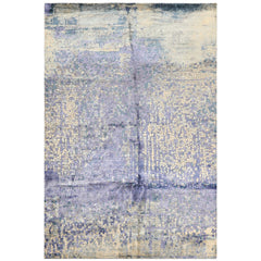 6x9 Lavender, Gray, Aqua Color Hand Knotted Sherpa Viscose Modern & Contemporary Oriental Rug