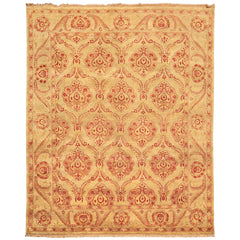 8x10 Gold, Rose, Rust Color Hand Knotted Oushak New Zealand Wool Transitional Oriental Rug