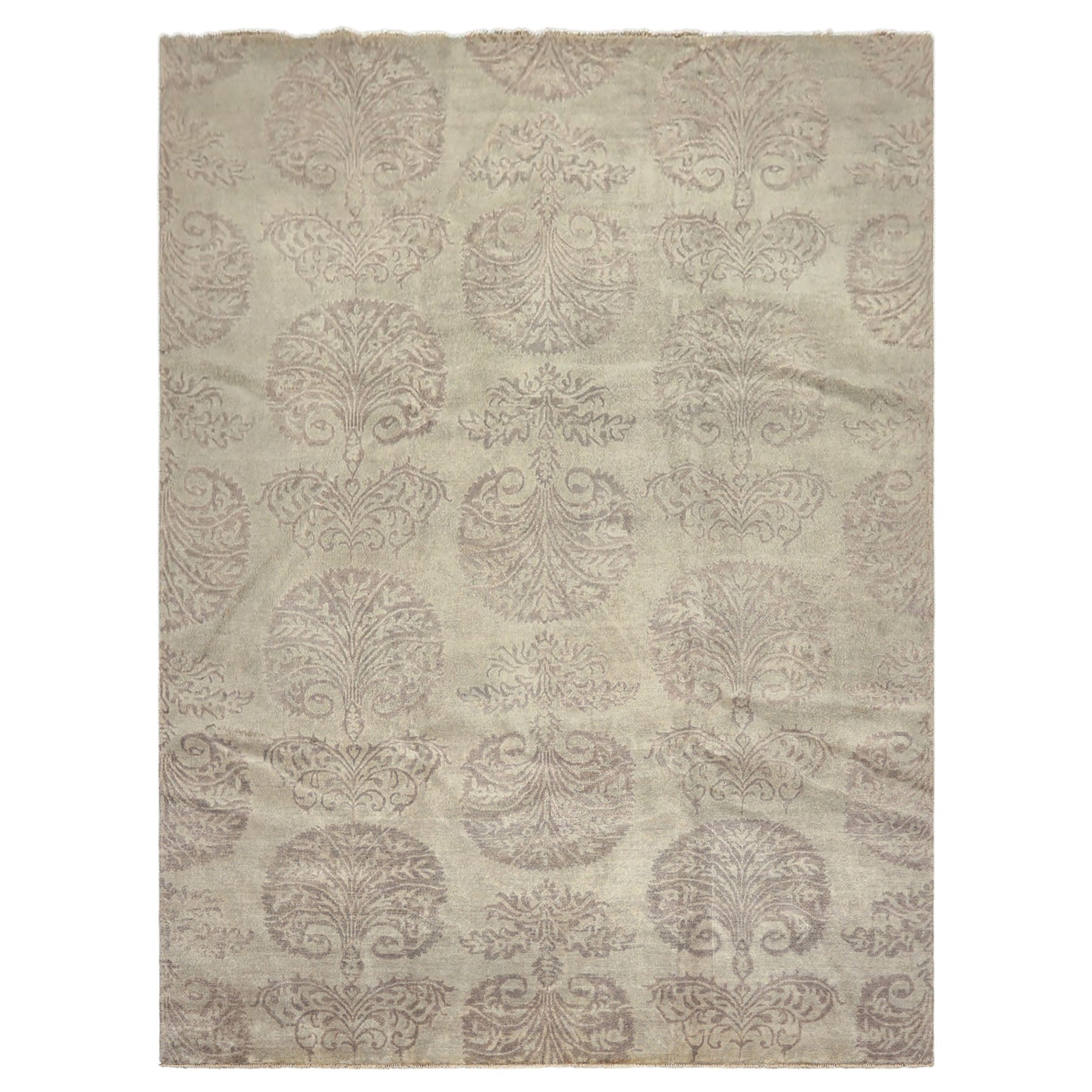 9x12 Gray, Taupe, Color Hand Knotted Oushak Wool Transitional Oriental Rug