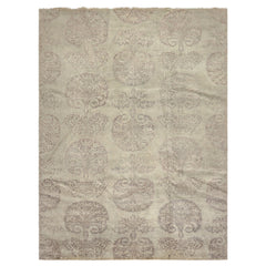 9x12 Gray, Taupe, Color Hand Knotted Oushak Wool Transitional Oriental Rug