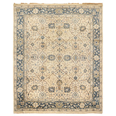 8x10 Beige, Slate, Gray Color Hand Knotted Oushak Wool Transitional Oriental Rug
