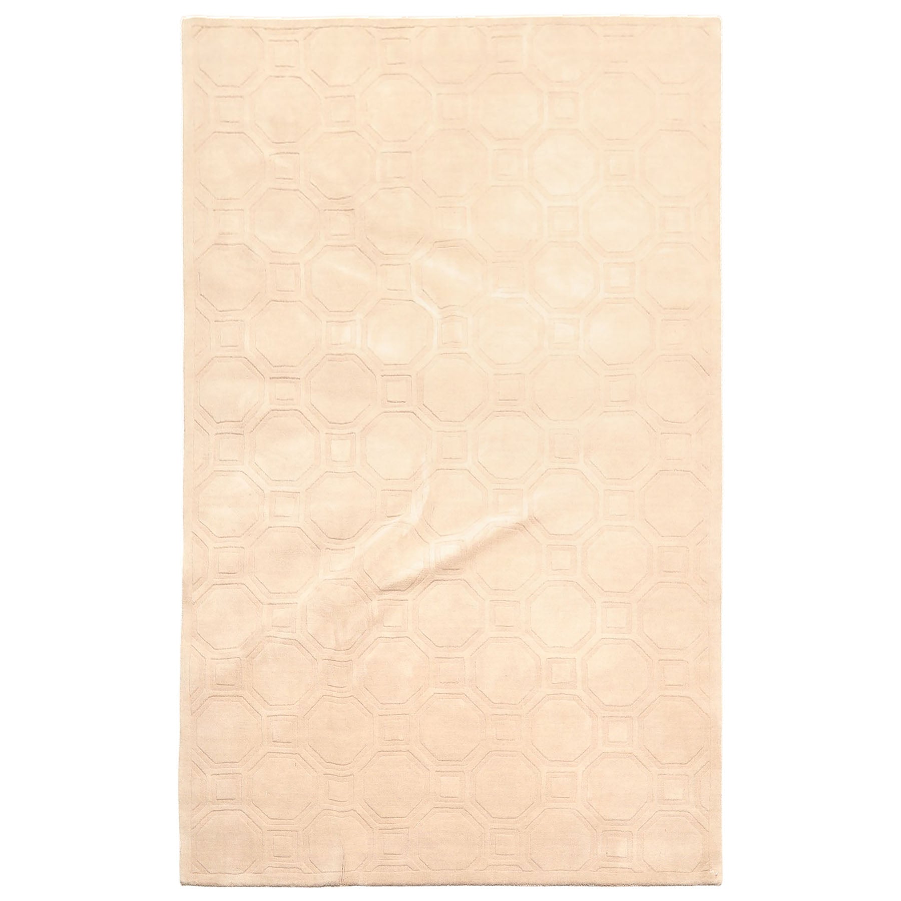 5x8 Tone on Tone Beige, , Color Hand Loomed Tibetan Wool Modern & Contemporary Oriental Rug