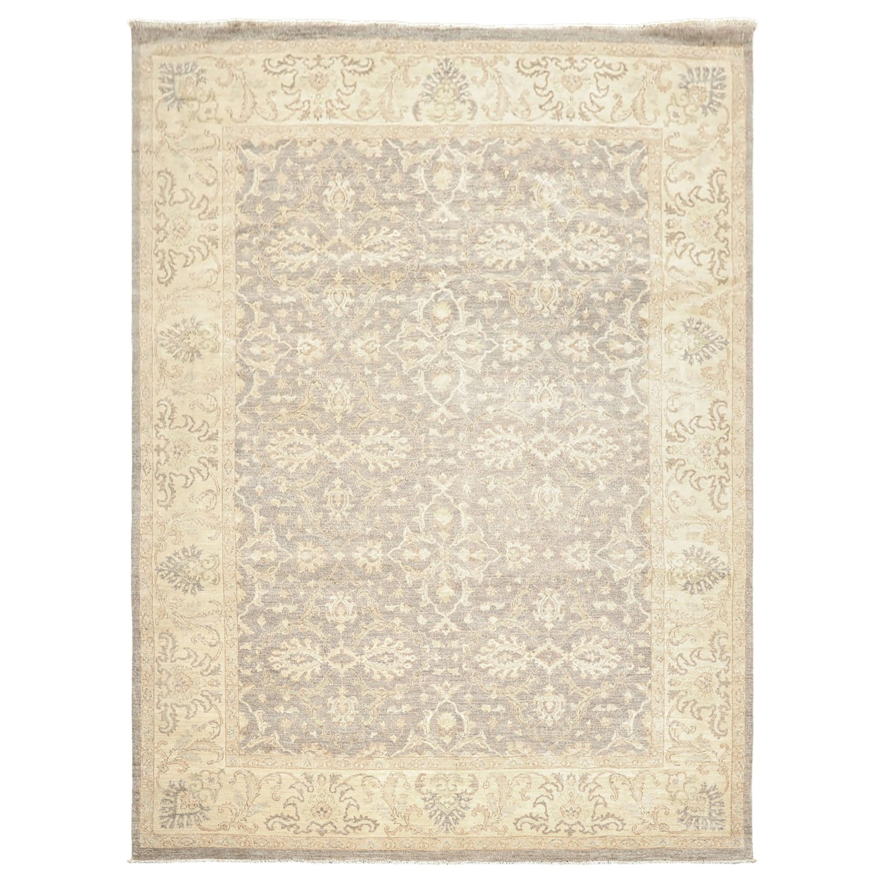 9x12 Taupe, Gray, Ivory Color Hand Knotted Peshawar Wool Transitional Oriental Rug