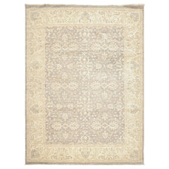 9x12 Taupe, Gray, Ivory Color Hand Knotted Peshawar Wool Transitional Oriental Rug