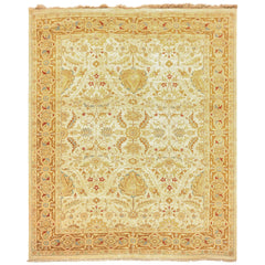 9x12 Warm Beige, Gold, Turquoise Color Hand Knotted Agra Wool Traditional Oriental Rug