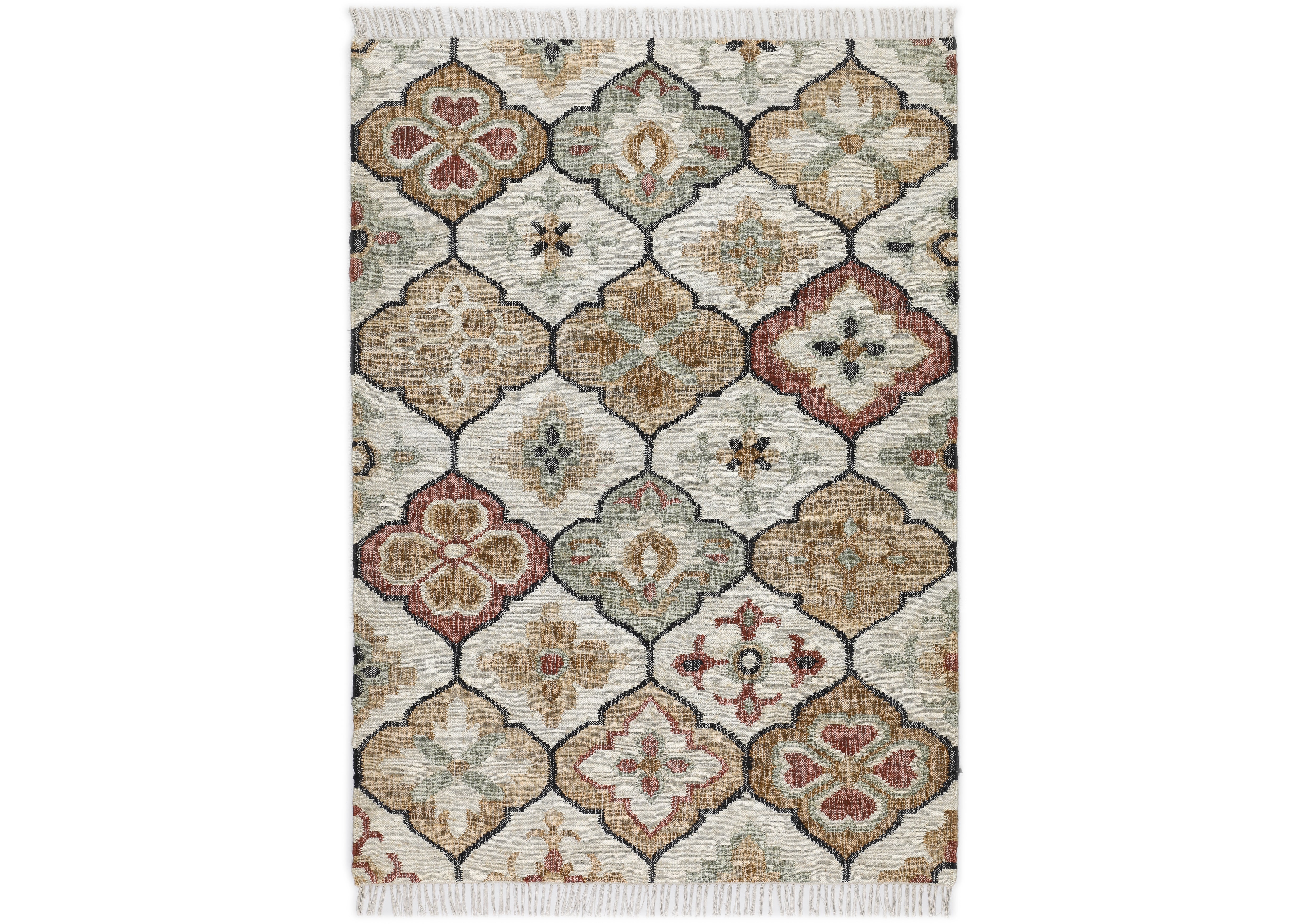 Multi Size Ivory Tan Brown Color Hand Woven Kilim Jute Traditional Oriental Rug