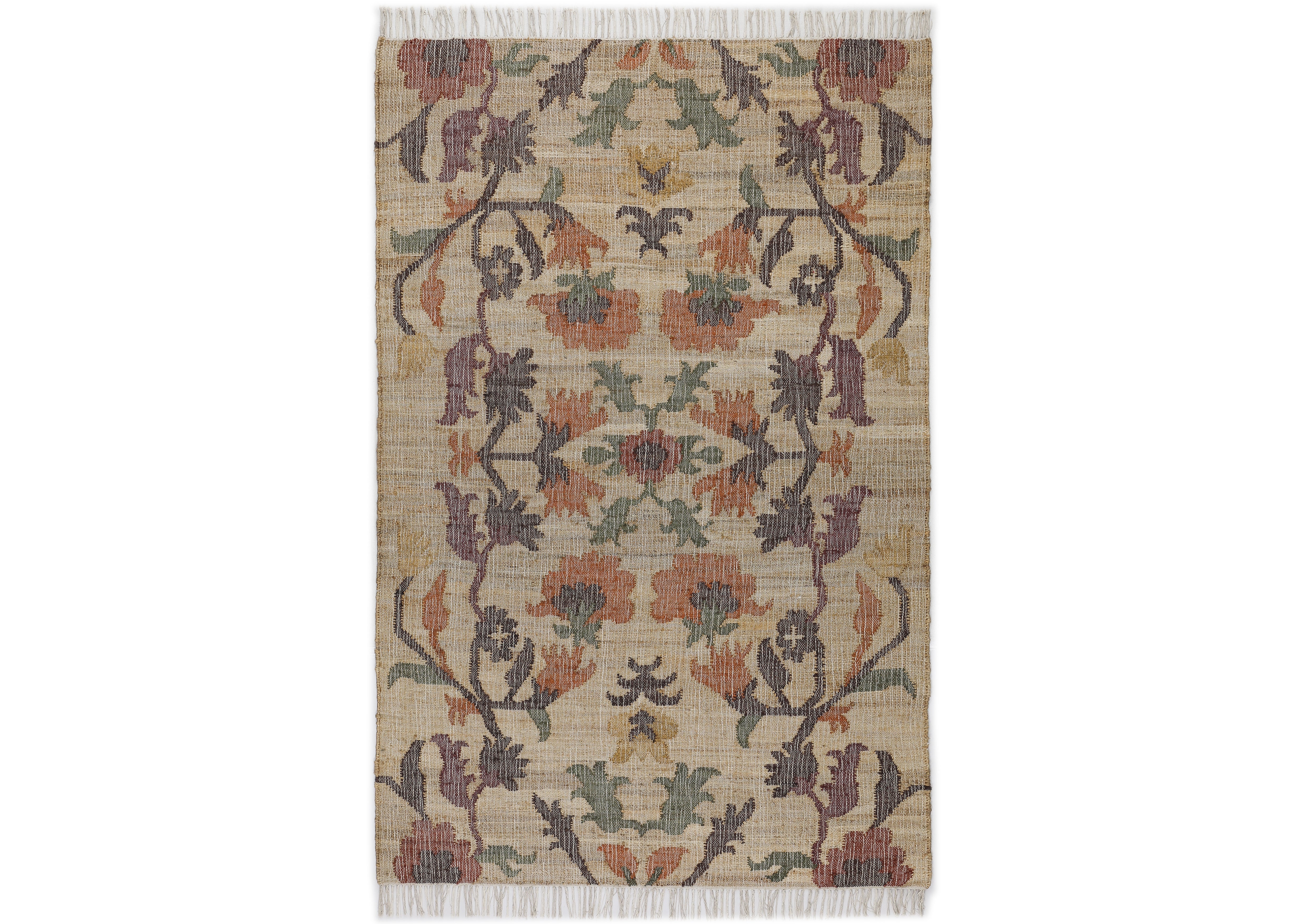 Multi Size Beige Sage Peach Color Hand Woven Kilim Jute Traditional Oriental Rug
