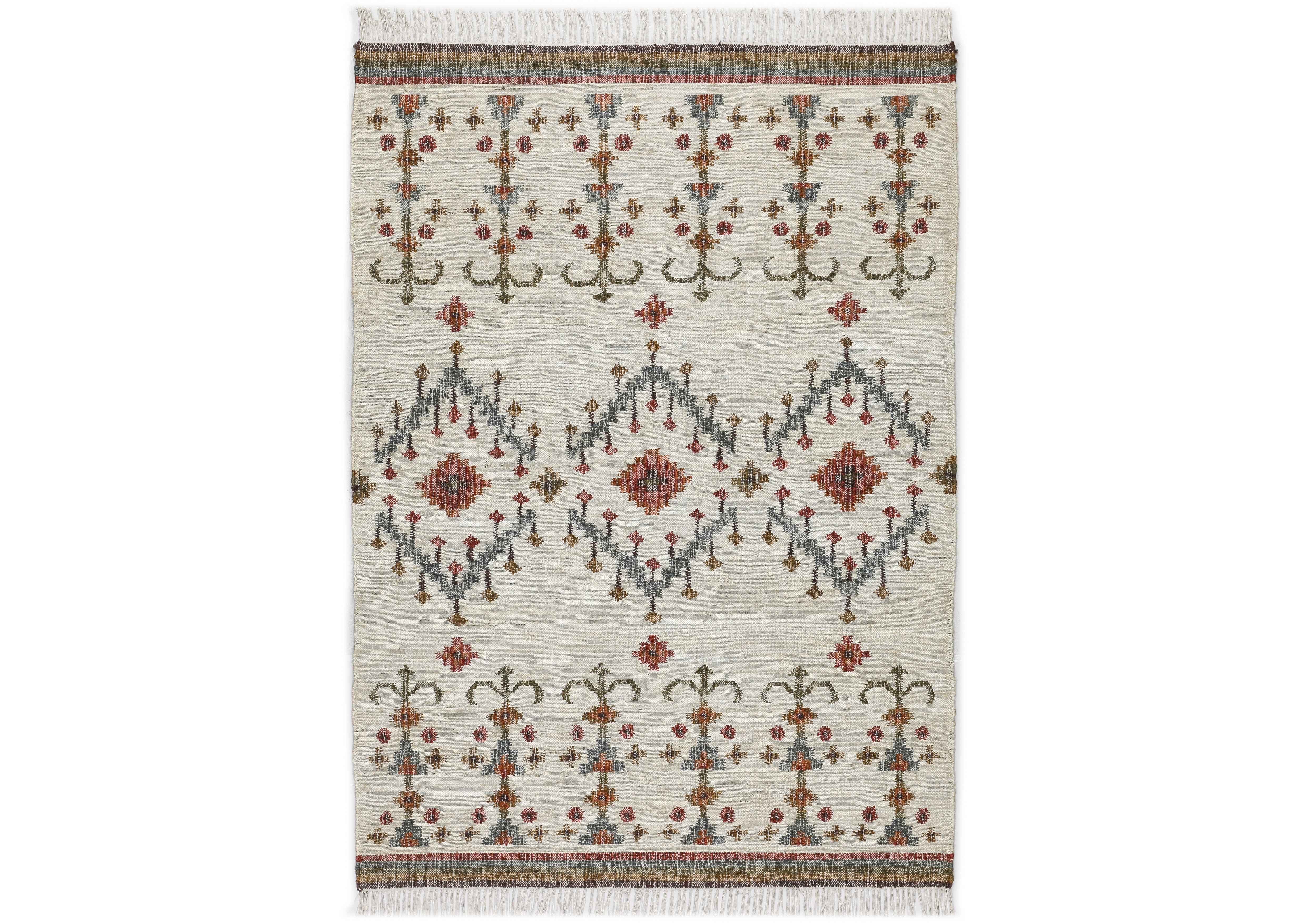 Multi Size Beige Rust Brown Color Hand Woven Kilim Jute Southwestern Oriental Rug