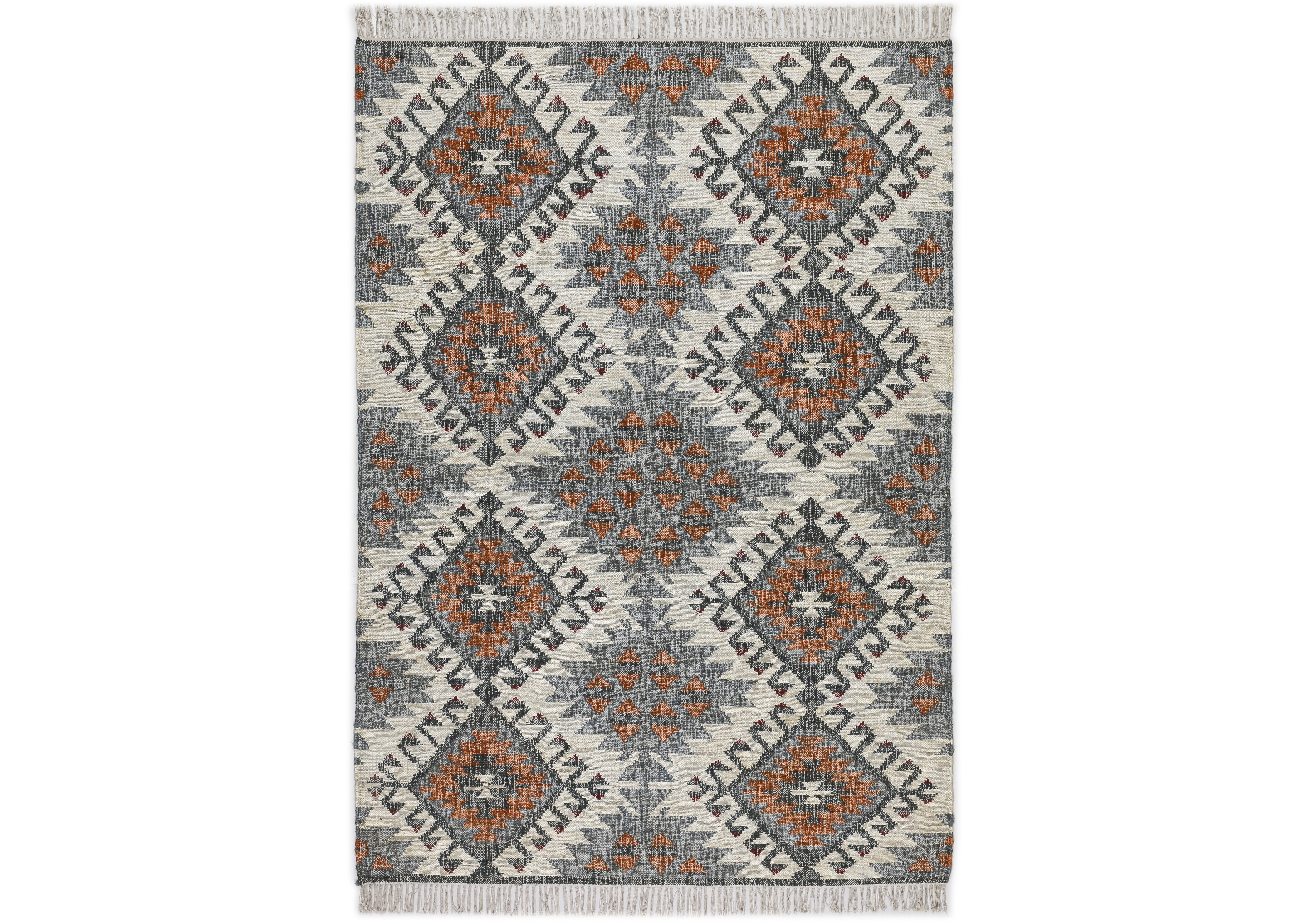 Multi Size Ivory Gray Slate Color Hand Woven Kilim Jute Southwestern Oriental Rug