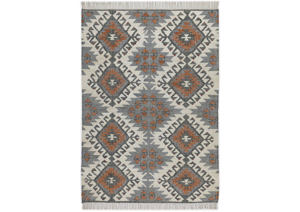 Multi Size Ivory Gray Slate Color Hand Woven Kilim Jute Southwestern Oriental Rug