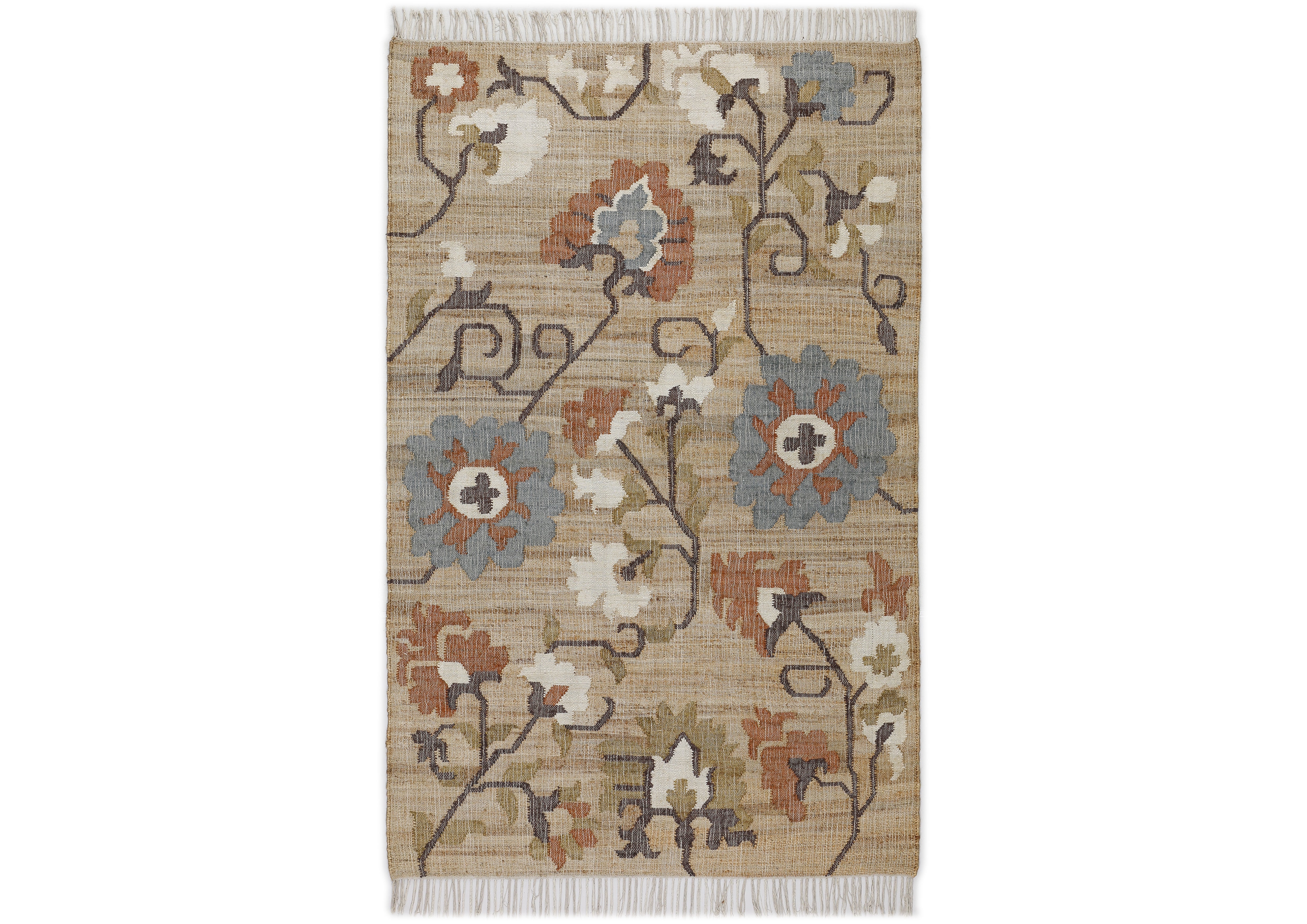 Multi Size Tan Brown Sage Color Hand Woven Kilim Jute Traditional Oriental Rug
