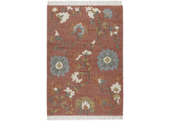 Multi Size Rust Sage Ivory Color Hand Woven Kilim Jute Traditional Oriental Rug