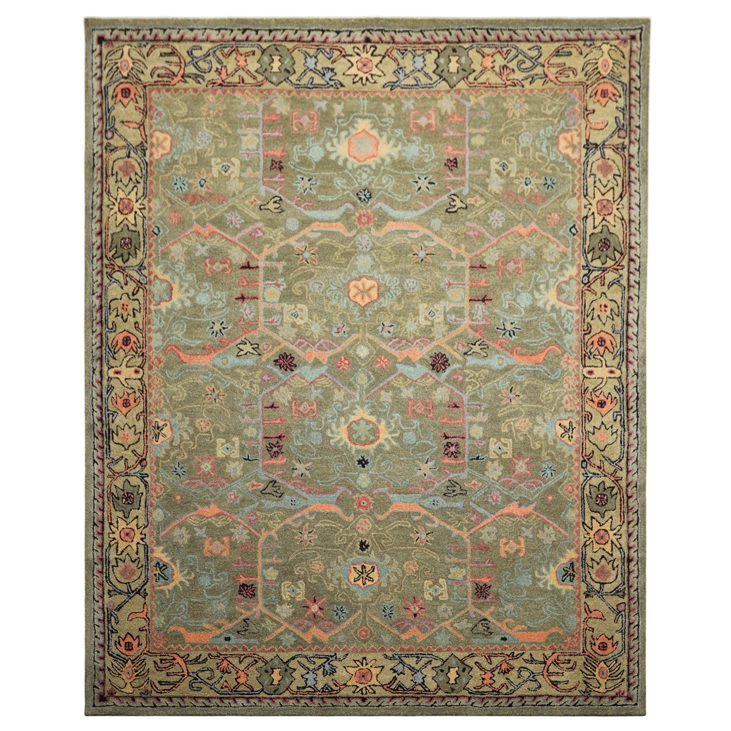 Multi Size Sage Pistachio Blush Color Hand Tufted  Wool Traditional Oriental Rug
