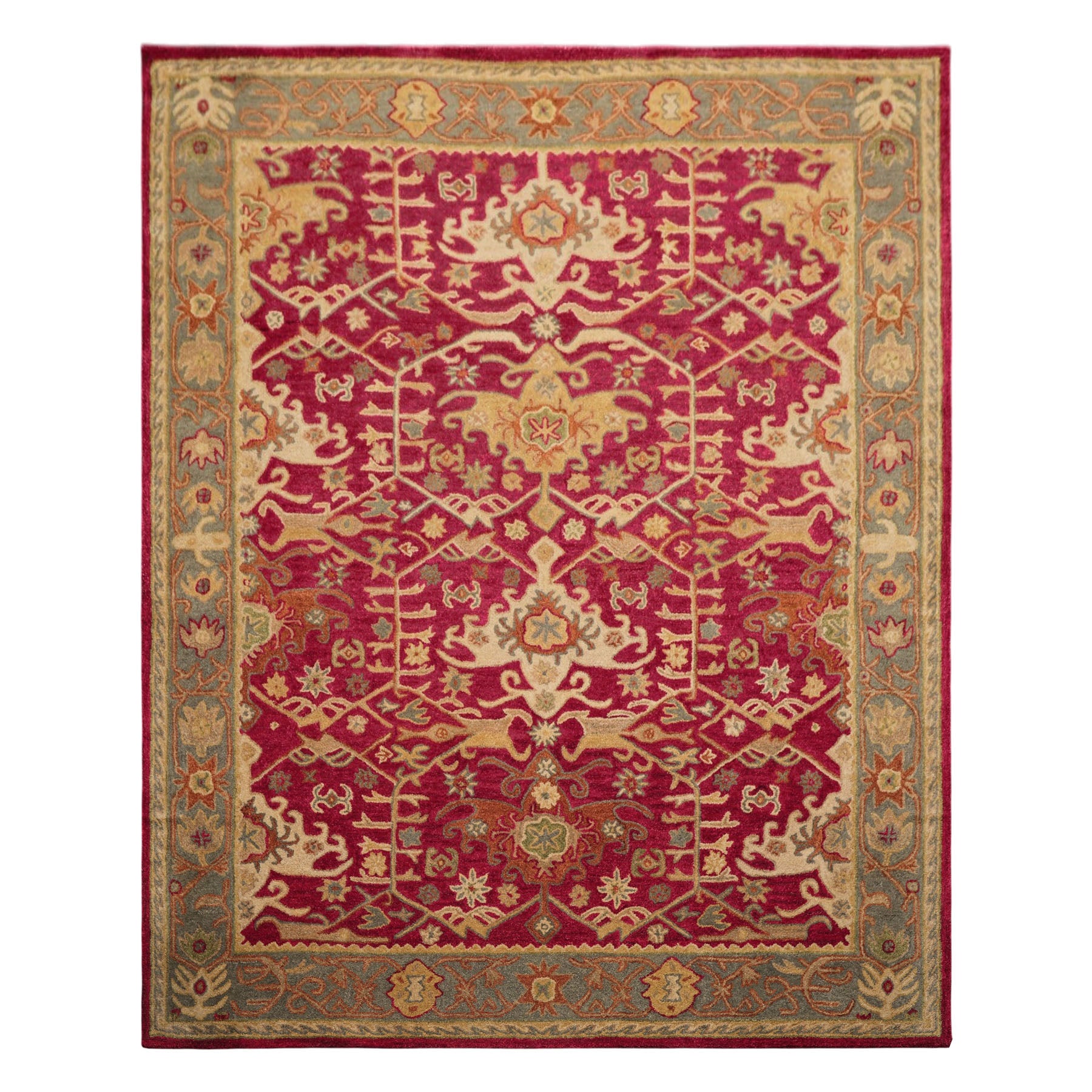 Multi Size Crimson Aqua Beige Color Hand Tufted  Wool Traditional Oriental Rug