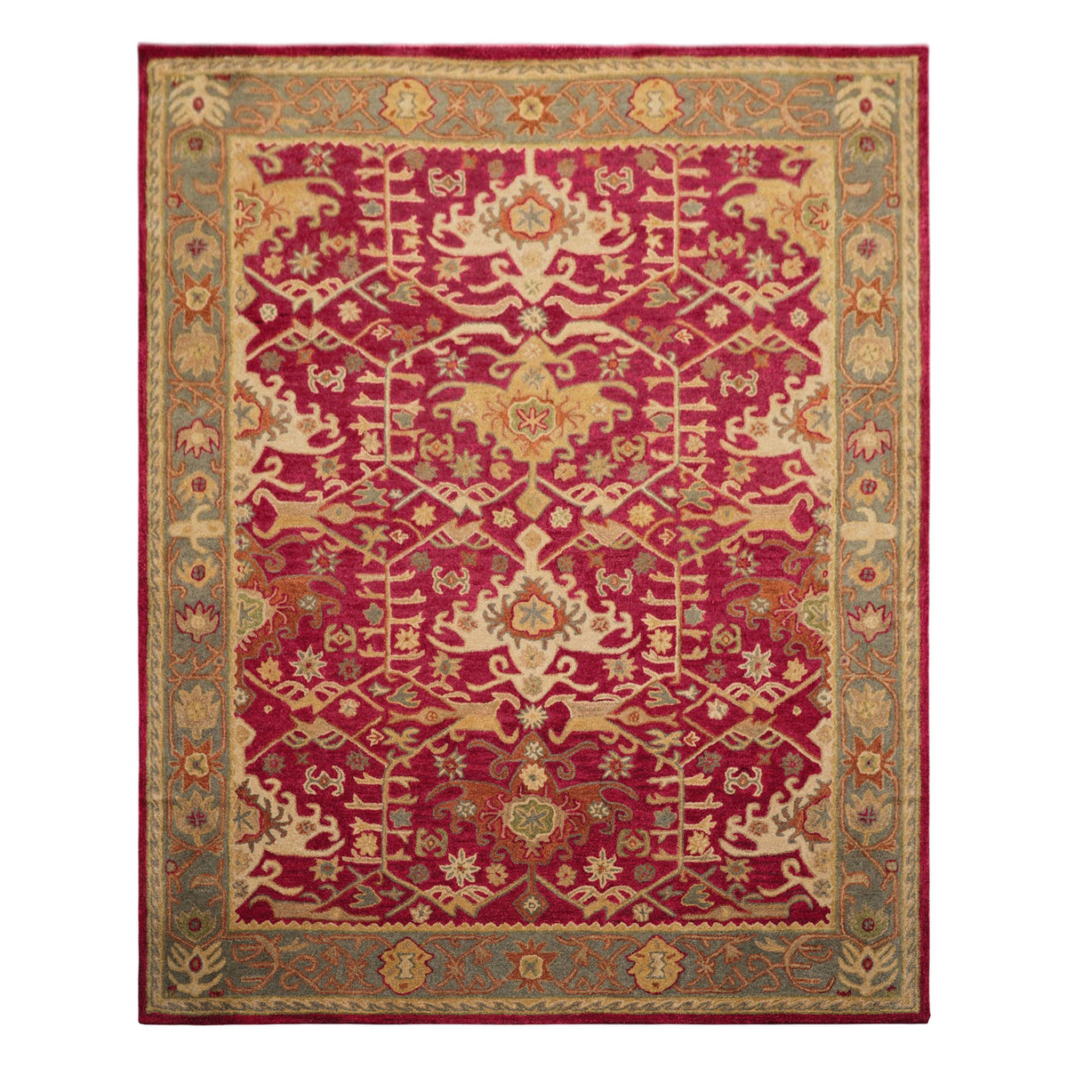 Multi Size Crimson Aqua Beige Color Hand Tufted  Wool Traditional Oriental Rug