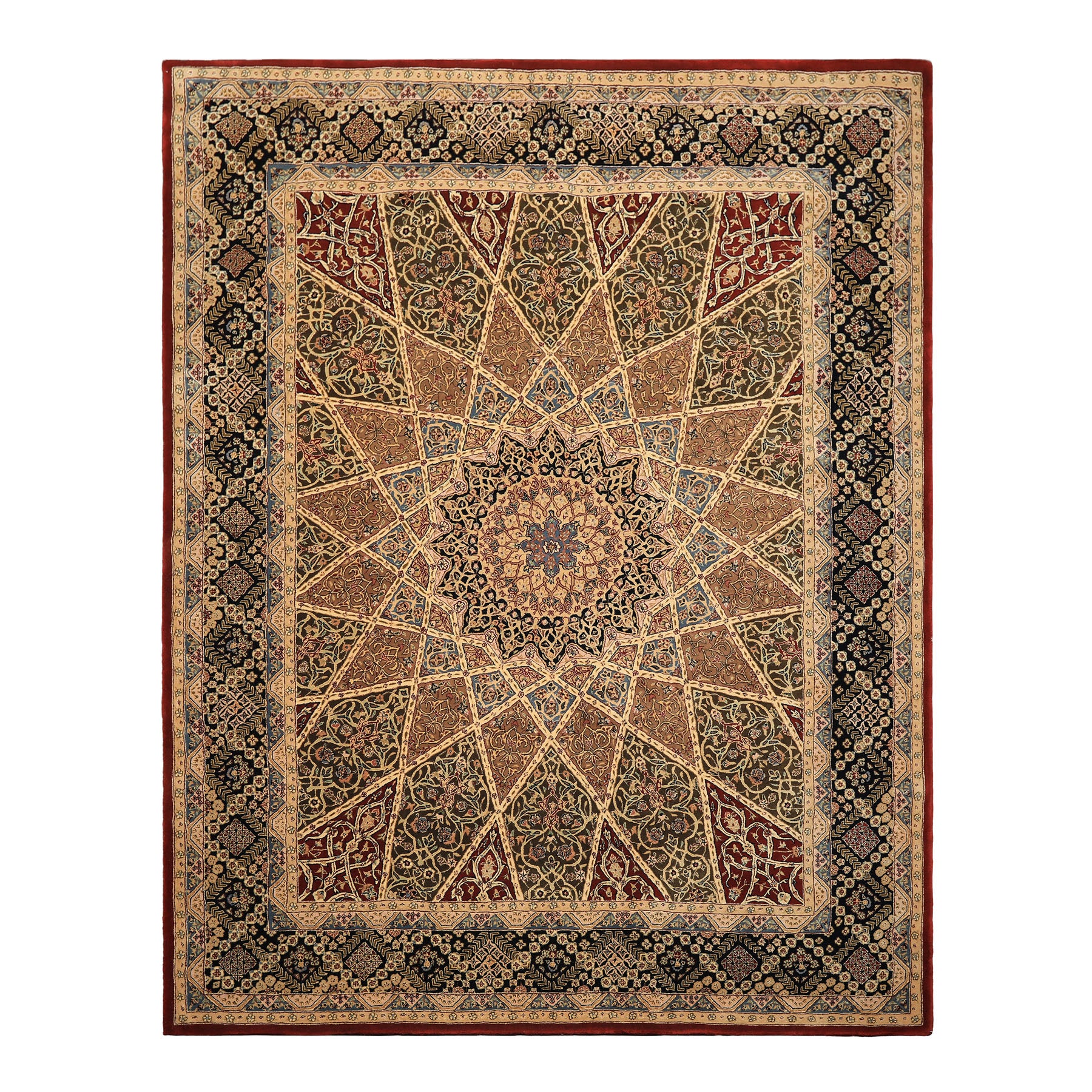 8x10 Ivory, Brown, Black Color Hand Tufted  Wool & Pure Silk Traditional Oriental Rug