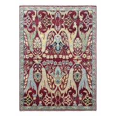 9x12 Wine, Mint, Blue Color Hand Knotted Oushak Wool  Oriental Rug