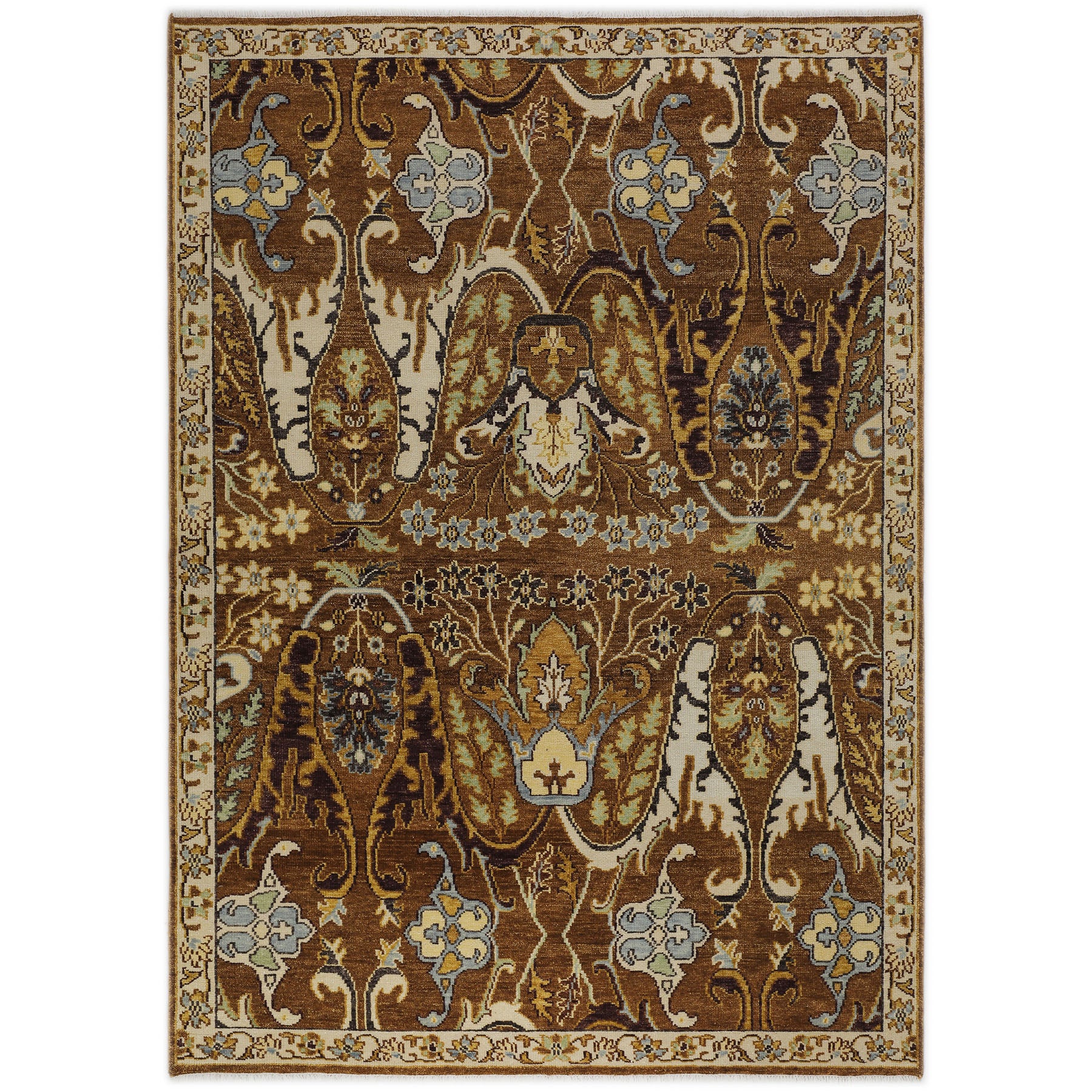 Mocha Ivory 9x12 Oushak Arts & Crafts Hand Knotted Wool Oriental Area Rug