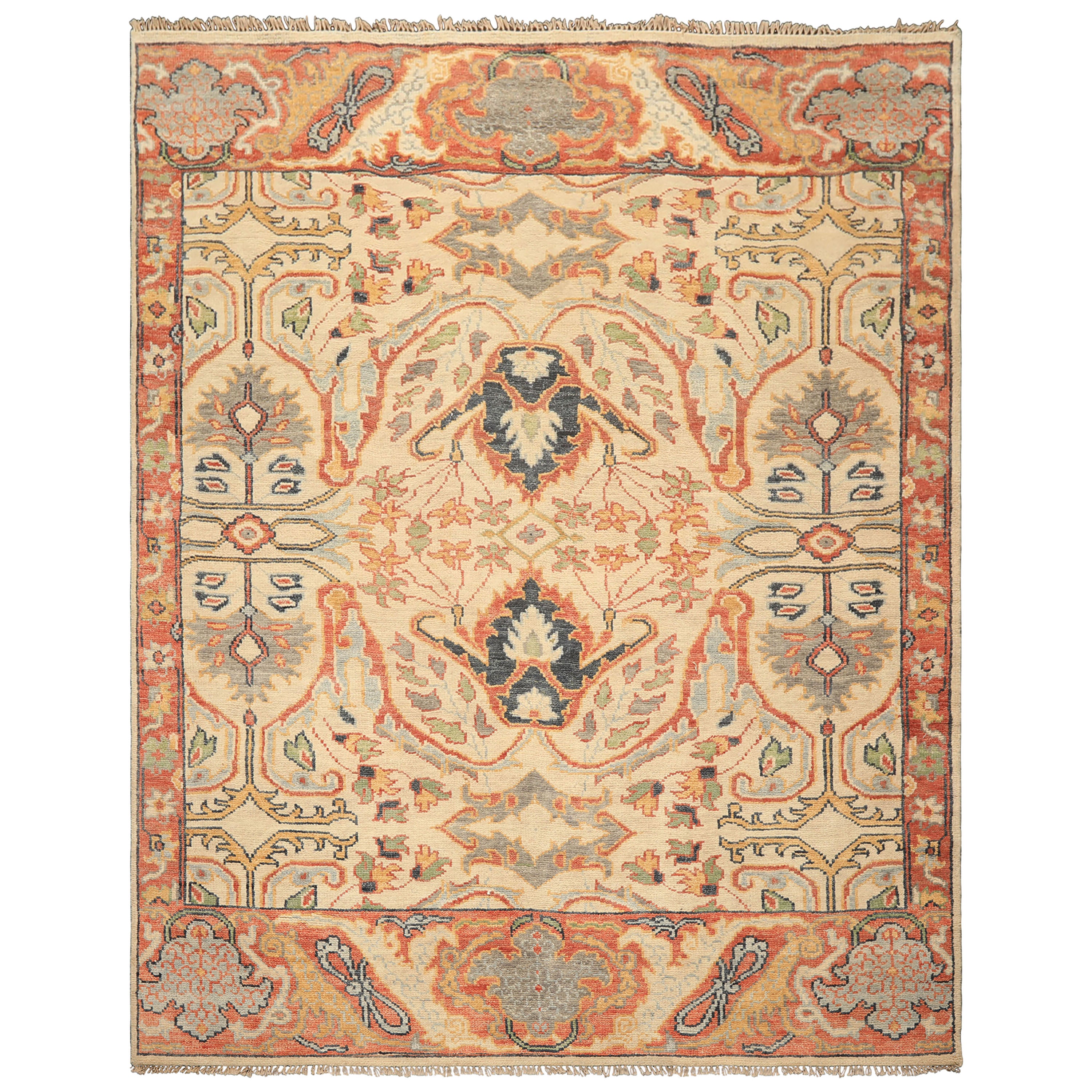 Beige Rust 8x10 Oushak Arts & Crafts Hand Knotted 100% Wool Oriental Area Rug