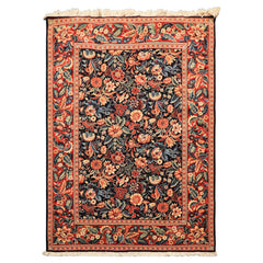 4x6 Midnight Blue, Burnt Orange, Ivory Color Machine Made Persian New Zealand Wool Traditional Oriental Rug