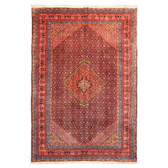 6x9 Navy, Orange, Blue Color Hand Knotted Meshkin? Wool Traditional Oriental Rug