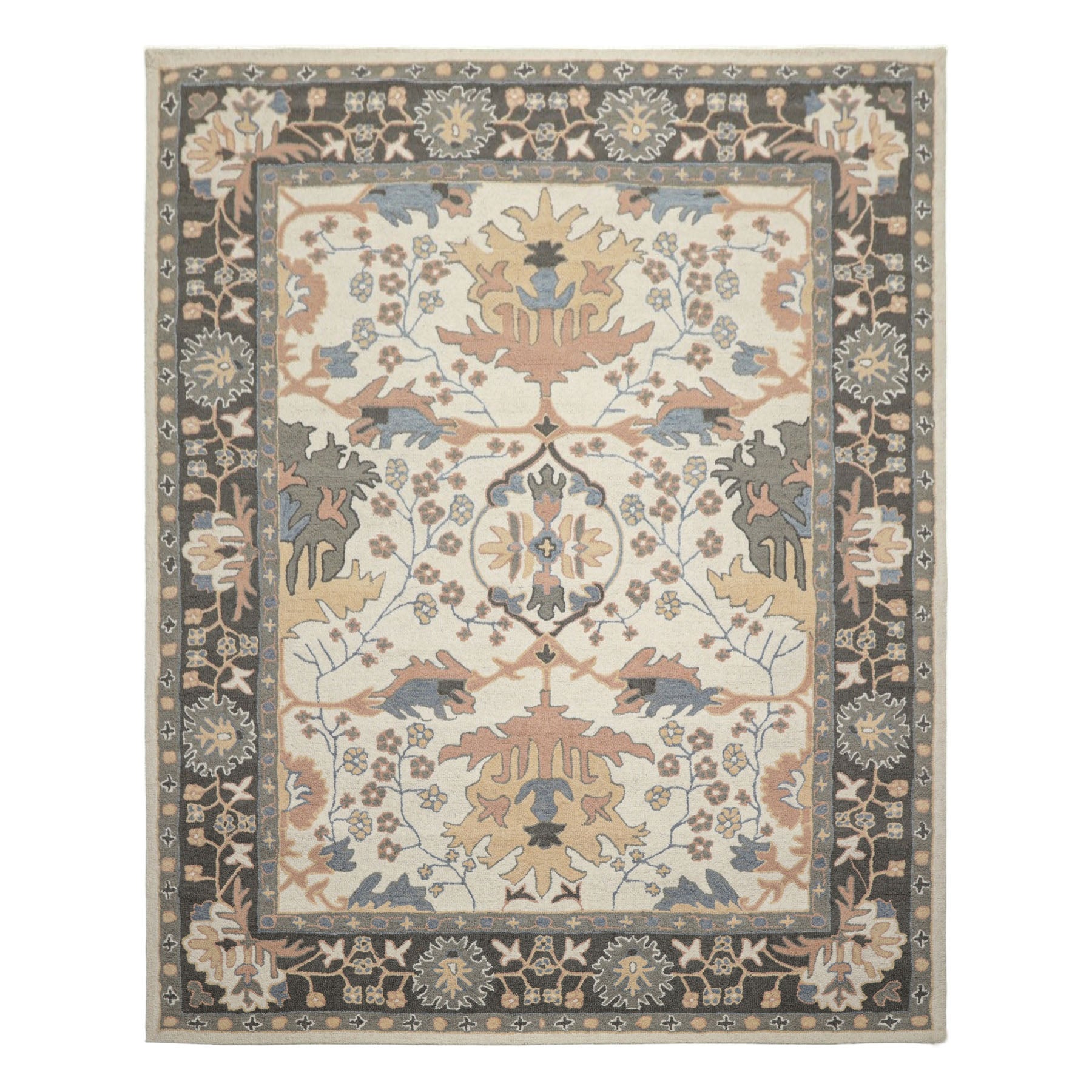 Multi Size Ivory Blush Beige Color Hand Hooked  Wool Traditional Oriental Rug
