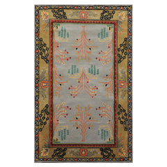 5x8 Slate, Gold, Black Color Hand Tufted Donegal Wool Traditional Oriental Rug