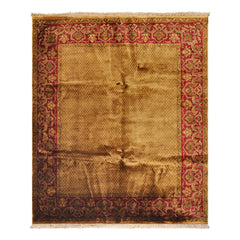 8x10 Gold, Green, Wine Color Hand Knotted Indo Persian New Zealand Wool Traditional Oriental Rug
