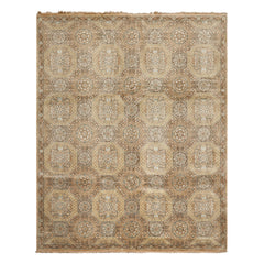 8x10 Beige, Tan, Turqoiuse Color Hand Knotted Bakhtiari Wool & Silk Transitional Oriental Rug