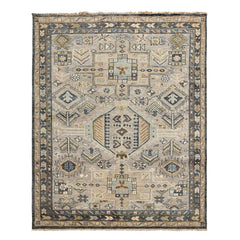 8x10 Taupe, Beige, Blue Color Hand Knotted Oushak Wool Modern & Contemporary Oriental Rug