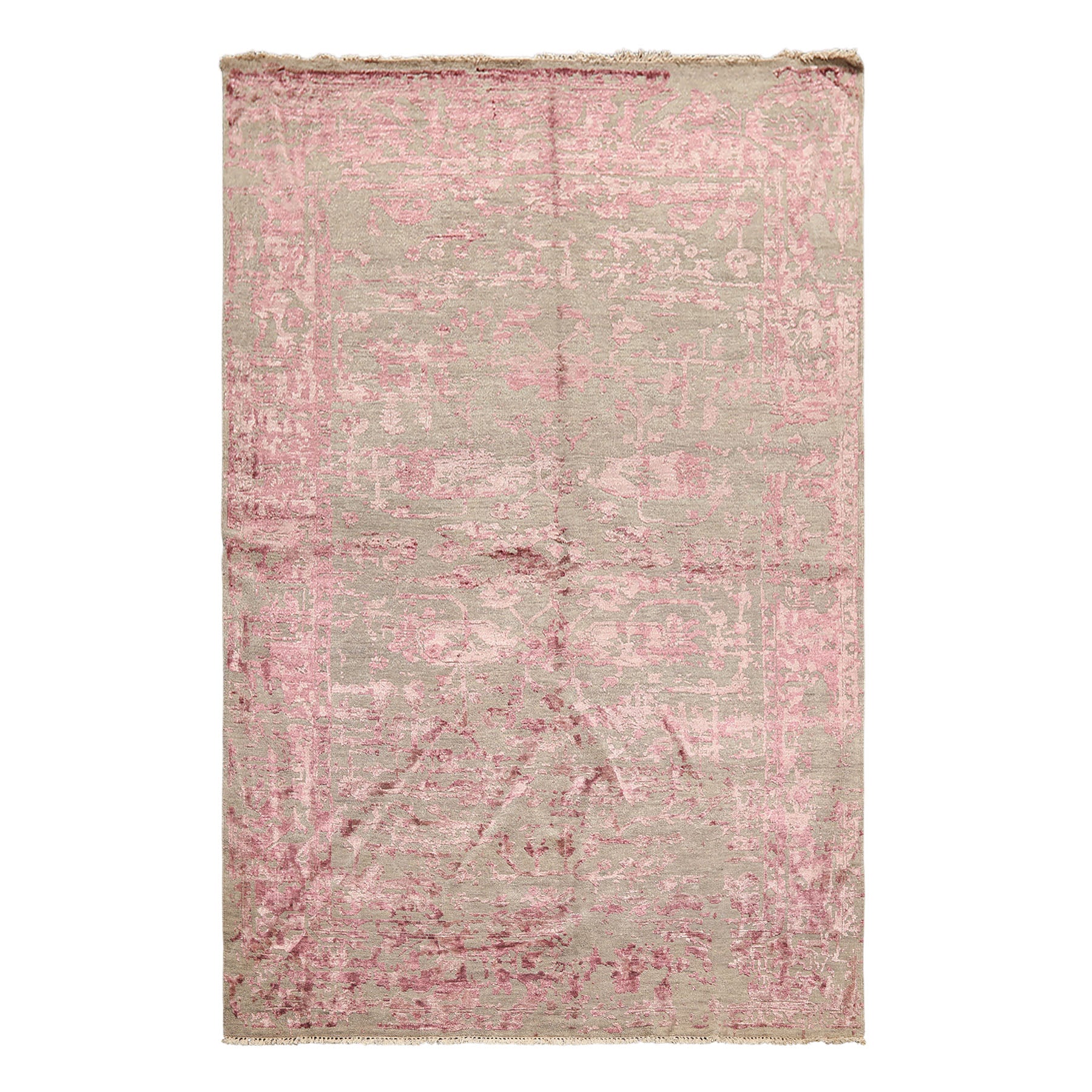 6x9 Moss, Pink, Color Hand Knotted Oushak Wool Modern & Contemporary Oriental Rug