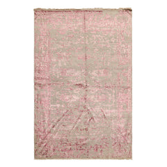 6x9 Moss, Pink, Color Hand Knotted Oushak Wool Modern & Contemporary Oriental Rug