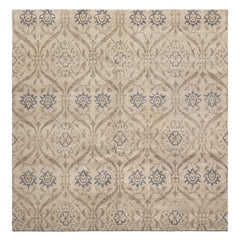 8' Square Gray, Slate, Taupe Color Hand Knotted Tibetan Wool Transitional Oriental Rug