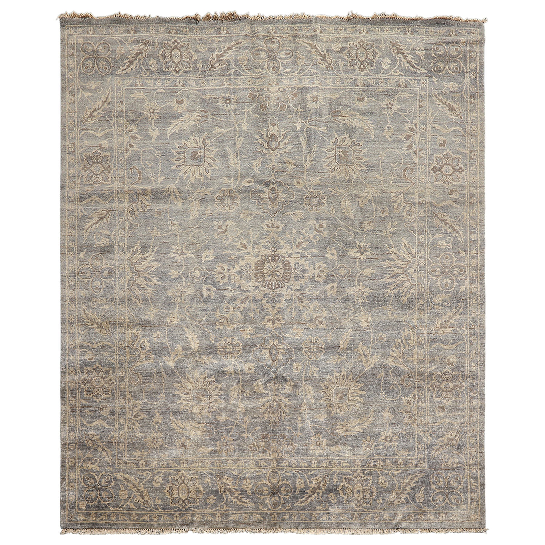 8x10 Gray, Beige, Brown Color Hand Knotted Oushak Wool Transitional Oriental Rug